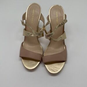 Marc Fisher Gold Heels Dress Sandals‎ Ankle Strap Party Shoes Size 9.5
